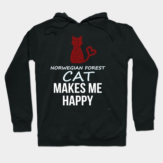 My Norwegian Forest Cat Makes Me Happy - Heart Gift For Norwegian Forest Cat Parent Hoodie by HarrietsDogGifts